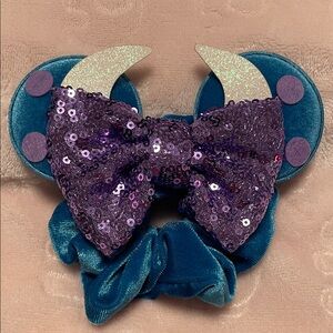 Purple Sequin "Monsters" Bow with Teal Velvet Ears